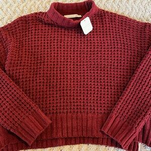 Altar’d State NEW Red Wine Mock Neck Texture Sweater size XS